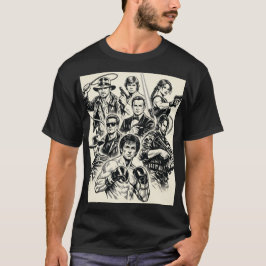 "Ikoniska filmhjältar T-shirt-konturer." T Shirt