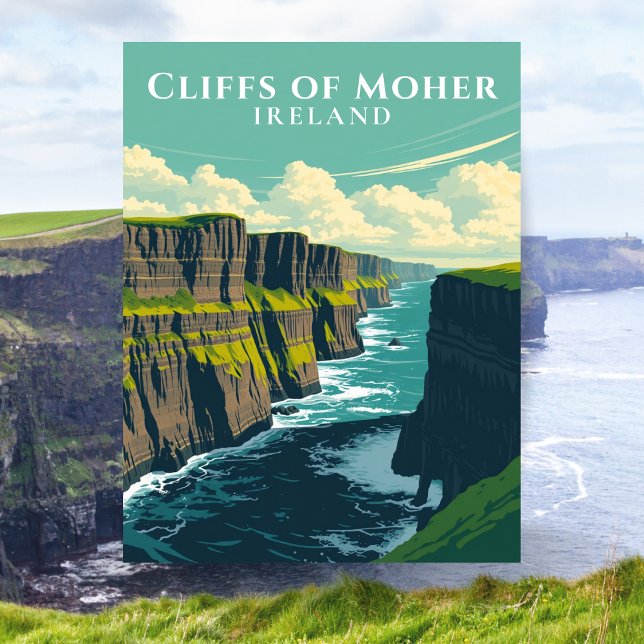 Ikoniska irländska landmärket Cliffs of Moher Irla Vykort (Iconic Irish Landmark Cliffs of Moher Ireland Postcard)