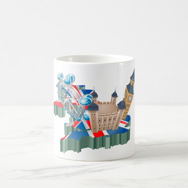 Ikoniska Londons Landmärken UK Karta Brittisk Resa Kaffemugg (Skapare uppladdad)