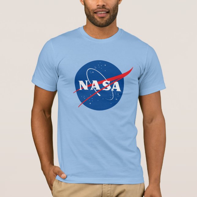 Ikoniska NASA-bomull Passande T-Shirt (blått) (Framsida)