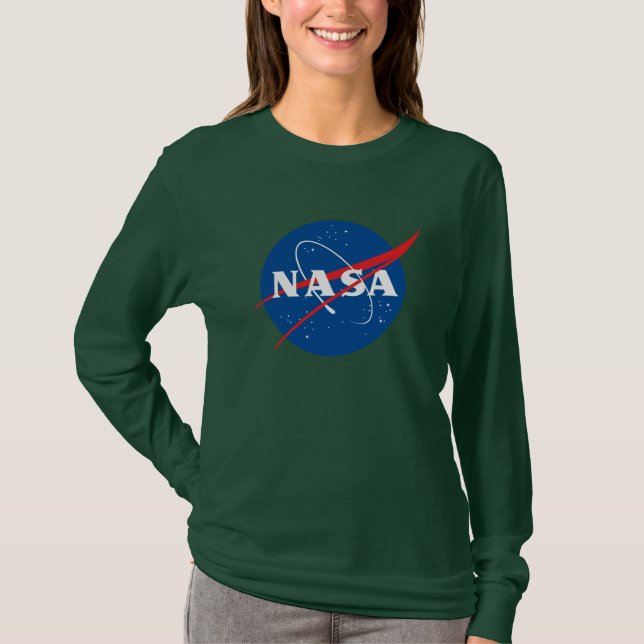 Ikoniska NASA Kvinnor i L/S T-Shirt (Aurora Grönt) (Framsida)