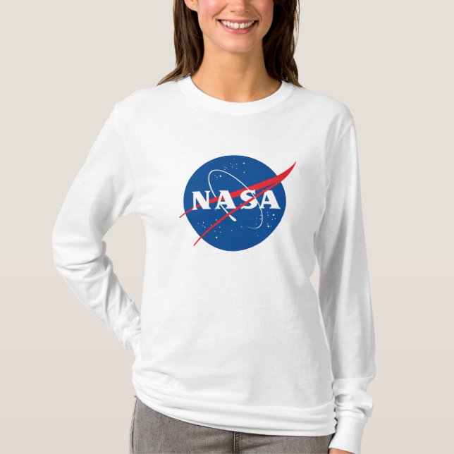 Ikoniska NASA Kvinnor L/S T-Shirt (Rocket White) (Framsida)