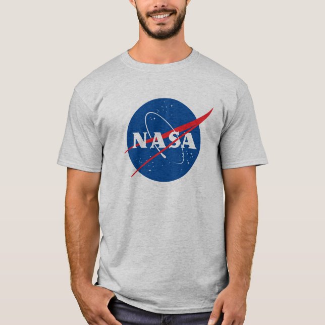 Ikoniska NASA tunga bomull T-Shirt (Måne Grått) (Framsida)