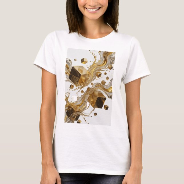 Ikoniska orange GULDA KUBER OCH VÄTSKESPLASHAR T Shirt (Framsida)