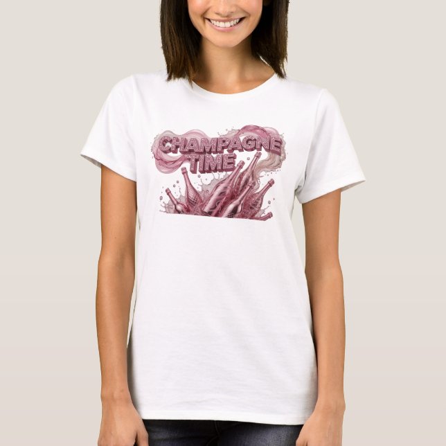 Ikoniska röda CHAMPAGNE TIME-tröja T Shirt (Framsida)