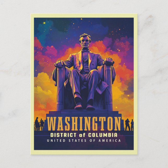 Ikoniska Washington D.C. med Lincolnminnesmärket Vykort (Framsida)
