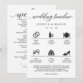 Ikoniskt bröllopsschema och bröllops välkomsthälsn inbjudningar