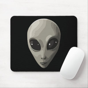 Ikoniskt Grått Utomjordingeansikte Sci-Fi UFO Ut Musmatta