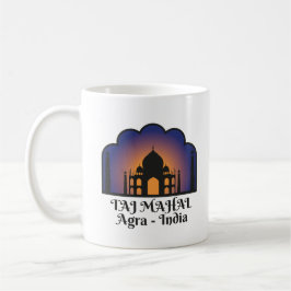 Ikoniskt indiskt landmärke Taj Mahal Siluett Kaffemugg