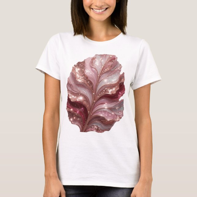 Ikoniskt Silver LJUSNANDE BLAD Tryck T Shirt (Framsida)