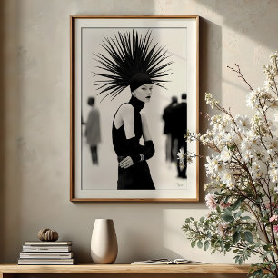 Ikonnärvaro: Avant-Garde Monokrome Mode Poster