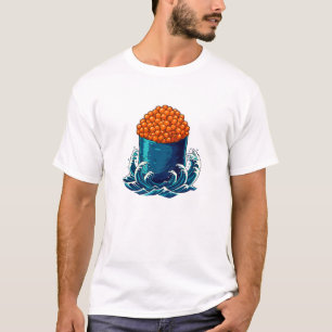 Ikura Gunkan Maki Sushi Japansk Oceanvågskonst T Shirt