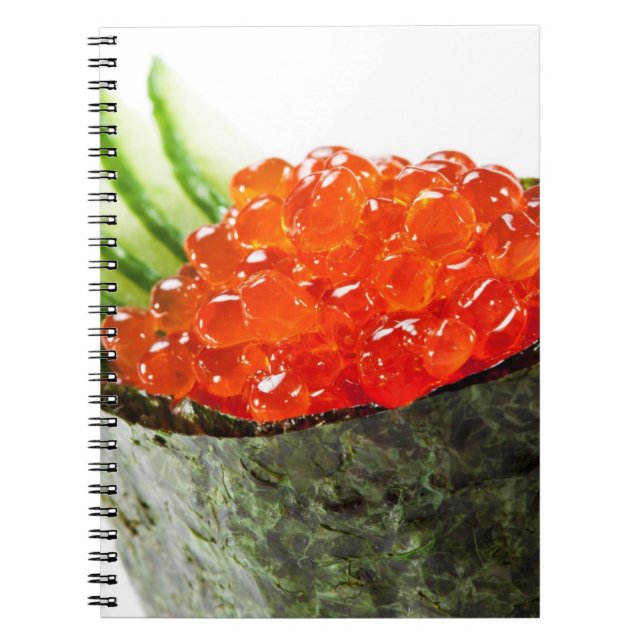 Ikura (laxfiskrom) Gunkan Maki Sushi Anteckningsbok Med Spiral (Framsidan)
