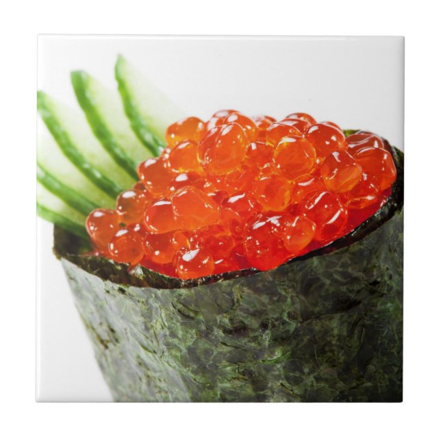 Ikura (laxfiskrom) Gunkan Maki Sushi Kakelplatta (Framsidan)