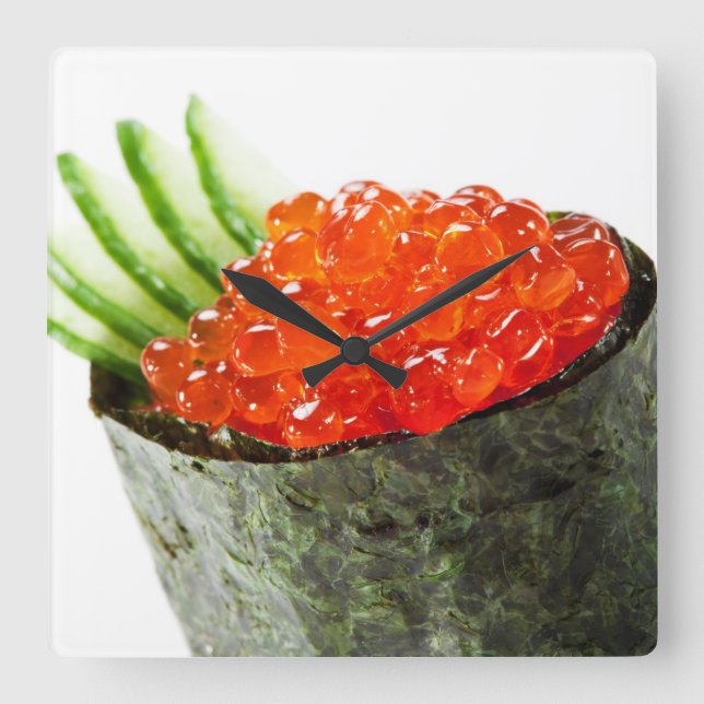 Ikura (Salmon Roe) Gunkan Maki Sushi Fyrkantig Klocka (Framsida)