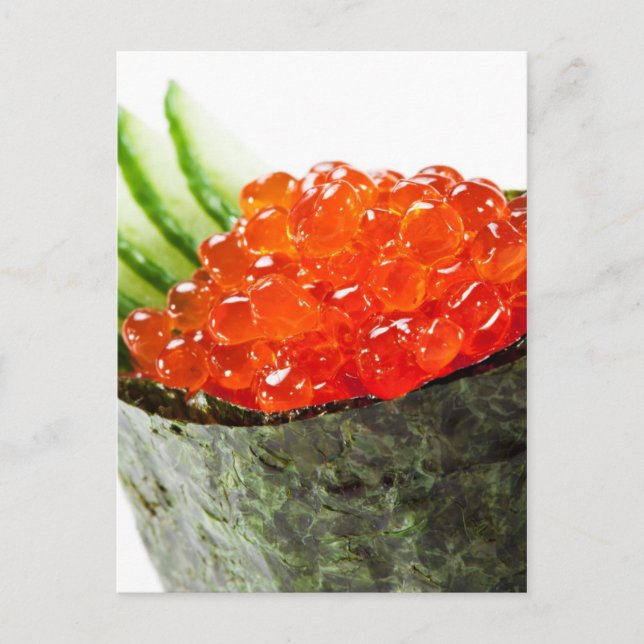 Ikura (Salmon Roe) Gunkan Maki Sushi Vykort (Framsida)