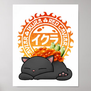 Ikura Salmon Roe Sushi Cat Poster