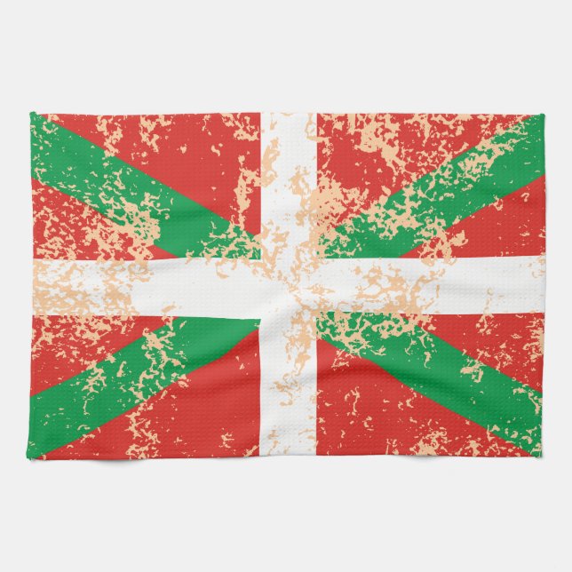 Ikurriña desgastada kökshandduk (Horisontell)