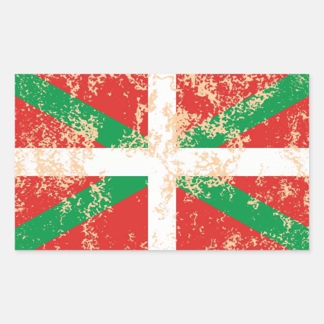 Ikurriña desgastada rektangulärt klistermärke (Framsida)