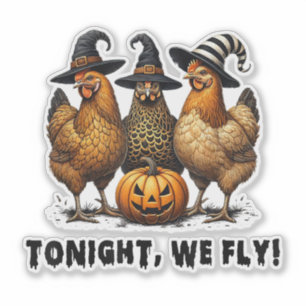Ikväll är vi Fly Fly Fly Chicken Halloween Klistermärken