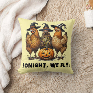 Ikväll är vi Fly Fly Fly Chicken Halloween Kudde