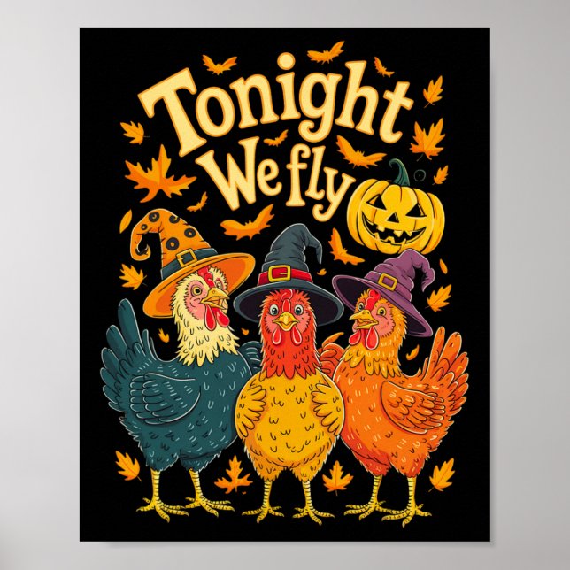 Ikväll är vi Fly Fly Fny Chicken Spooky Season Hal Poster (Framsidan)