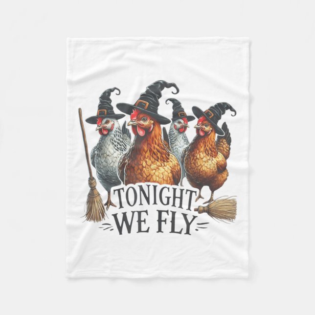 Ikväll är vi Fly Fly Witch Chicken Halloween Costu Fleecefilt (Framsidan)