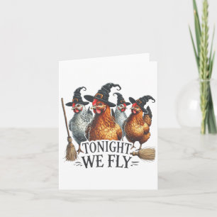 Ikväll är vi Fly Fly Witch Chicken Halloween Costu Kort