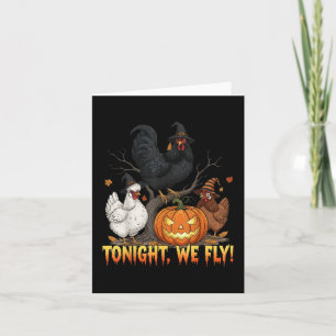 Ikväll Flyger Kyckling Häxa Rolig Fågel Halloween Kort