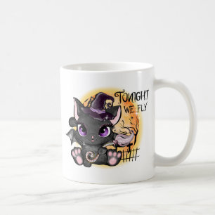 Ikväll flyger vi - Black Witch Cat Kaffemugg