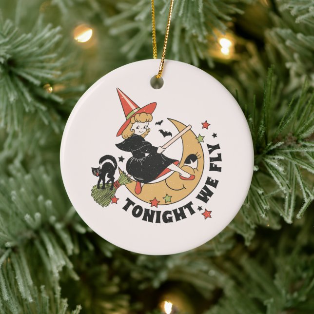Ikväll flyger vi Cute Witch Julgransprydnad Keramik (Träd)