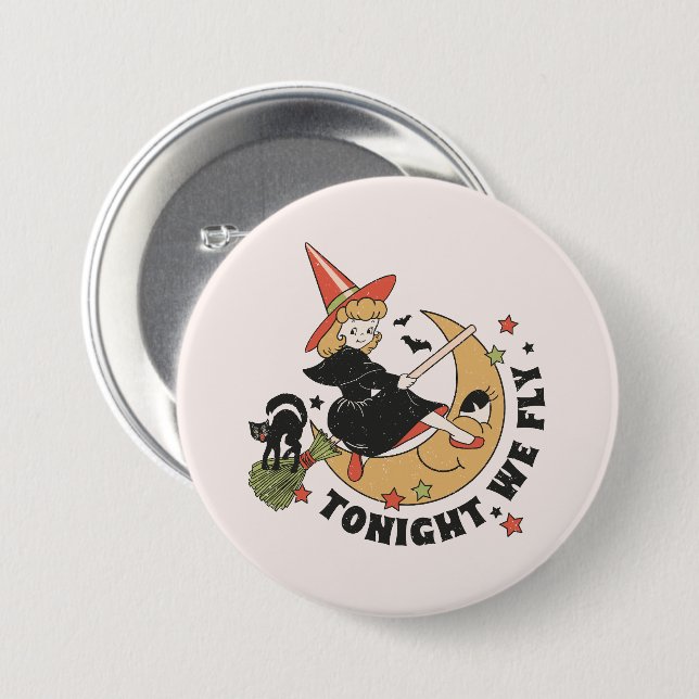 Ikväll flyger vi Cute Witch Knapp (Framsida & baksida)