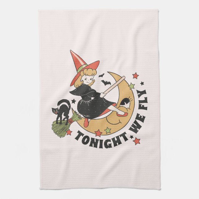 Ikväll flyger vi Cute Witch Kökshandduk (Vertikal)