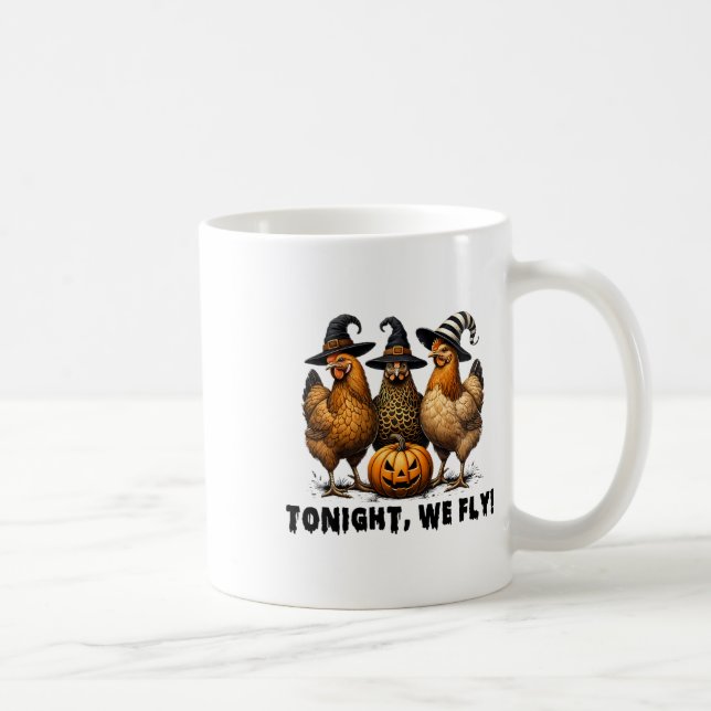 Ikväll flyger vi Halloween Chicken Fall Boskap Kaffemugg (Höger)