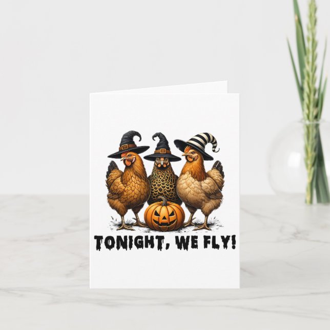 Ikväll flyger vi Halloween Chicken Fall Boskap Kort (Framsida)