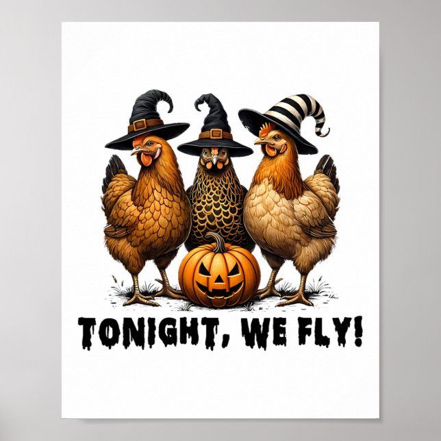 Ikväll flyger vi Halloween Chicken Fall Boskap Poster (Framsidan)