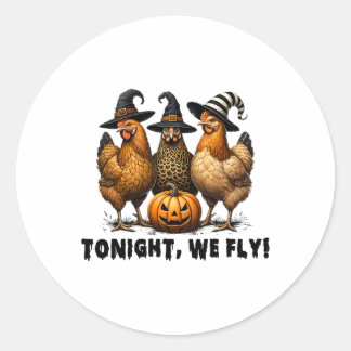 Ikväll flyger vi Halloween Chicken Fall Boskap Runt Klistermärke