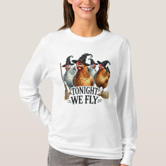 Ikväll flyger vi Halloween Witch Chickens T Shirt