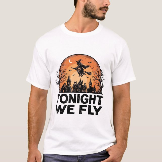 Ikväll Flyger Vi Vintage Häxa Halloween Tröja Desi (Framsida)