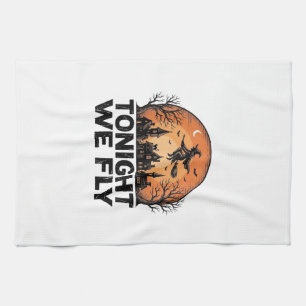 Ikväll Flyger Vi Vintage Häxa Halloween Tröja Desi Kökshandduk