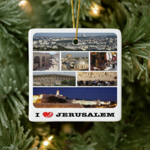 IL003 i kärlek JERUSALEM Israel Mellan östern, Julgransprydnad Keramik