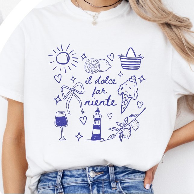 Il Dolce Far Niente Blå Coquette Slöja Italien T Shirt (Skapare uppladdad)