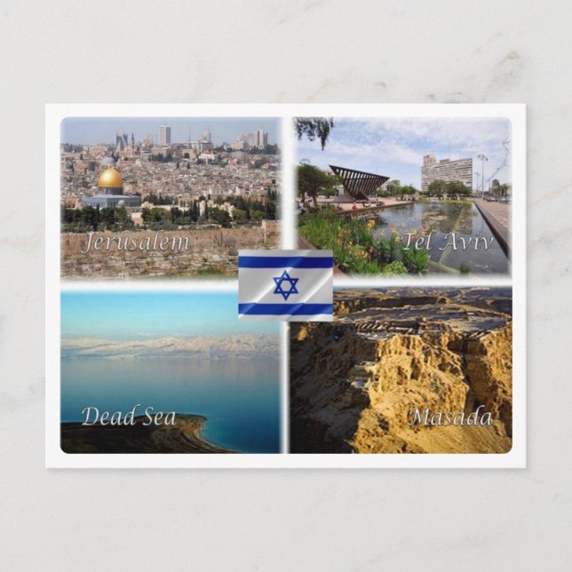 IL Israel - Jerusalem Tel Aviv - Dead Sea - Masada Vykort (Framsida)