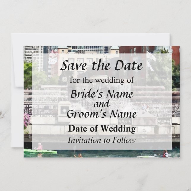 IL - Kayaking on Chicago River Save the Date Spara Datumet (Framsida)