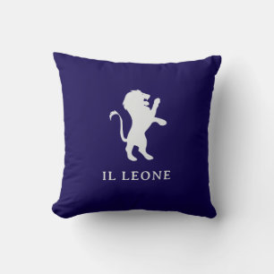 Il Leone Elegant Italienska Lejona på Mörk blått Kudde