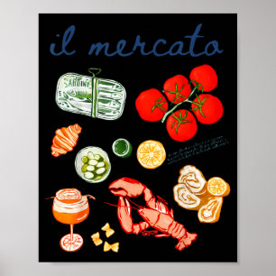 Il Mercato Italienska Sommar Sardiner Hummer Tomat Poster