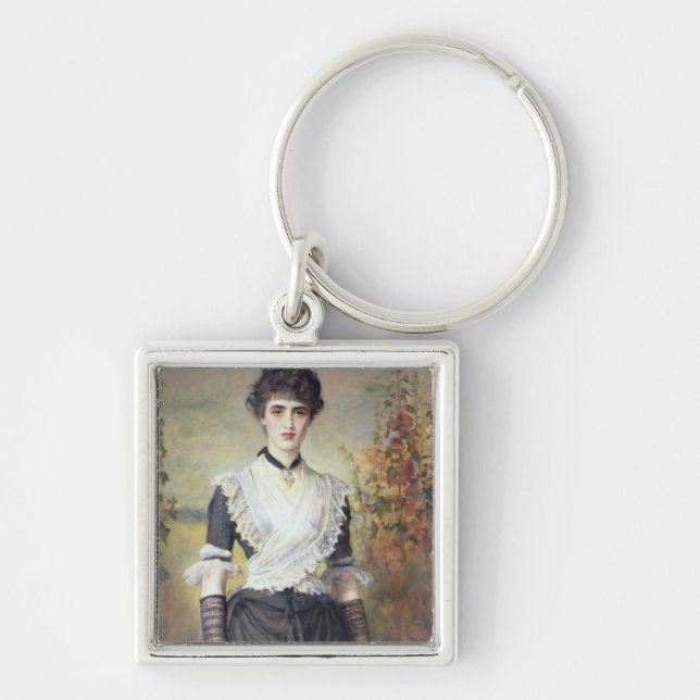 Il Penseroso Fyrkantig Silverfärgad Nyckelring (Framsidan)