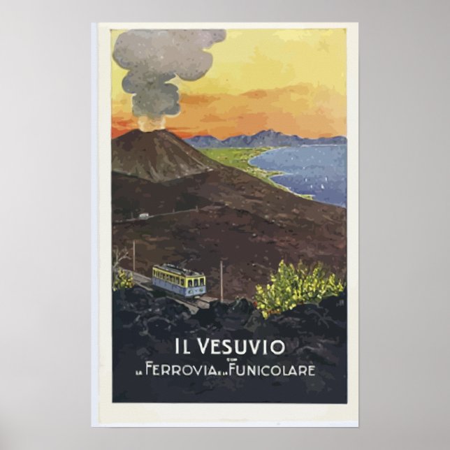 Il Vesuvio Ferrovia Funicolare, Vintage Poster (Framsidan)