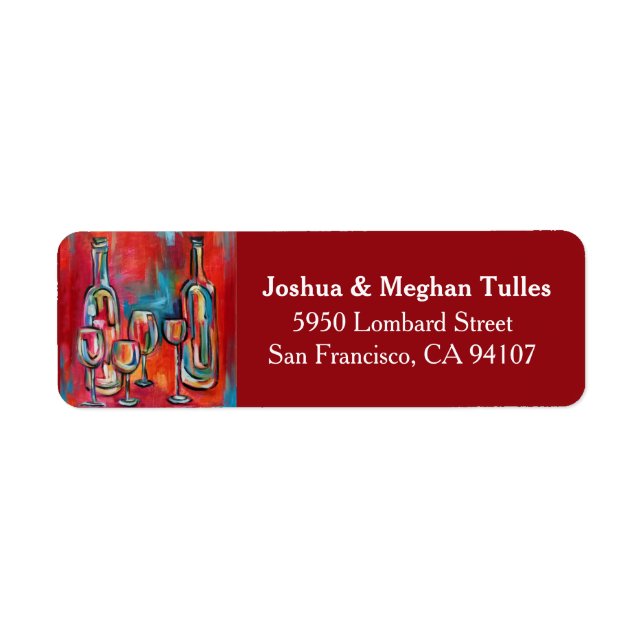 Il Vino Red Vin Flaskor och Glass Returadress Etikett (Framsidan)