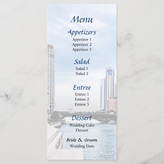 IL - Vy från Michigan Avenue Bridge Chicago Meny (Framsida)